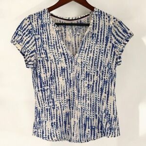 Anthropologie Pilcro Splice Women’s Neck Tee, blue and white XS